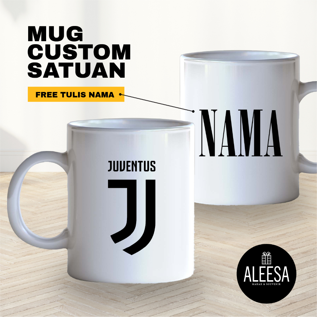 Mug custom sablon satuan / mug kado custom / Bola Juventus