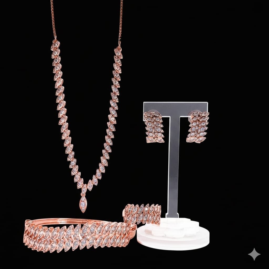 Xuping88 Aneka Set Perhiasan Tura Kalung, Gelang, Anting, Cincin Padi, Bintang, Kipas Tura Rosegold 