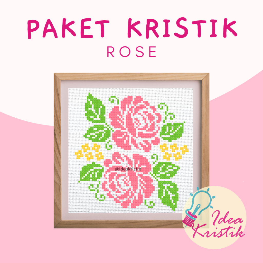 Paket Sulam Kristik untuk Pemula Mudah ROSE