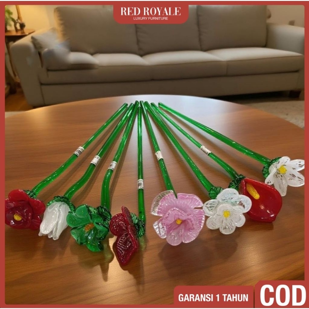 bunga kristal kaca mewah dekorasi hiasan aksesoris ruang tamu  rumah