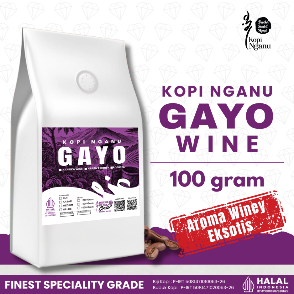 Kopi Arabika Gayo Wine 100g Rasa Mewah Halal Legalitas Terjamin