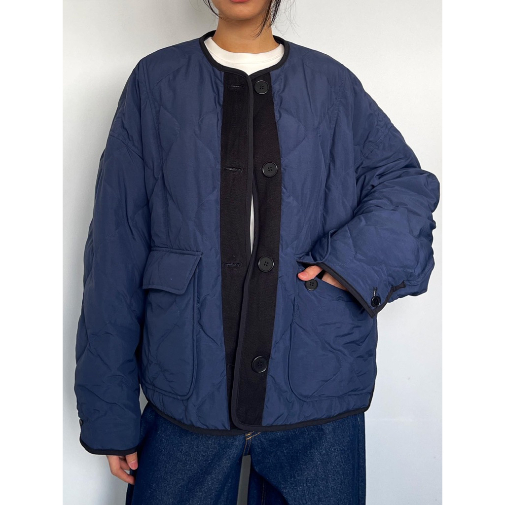 Jw004-studio Tomboy puffer quilted jacket -navy