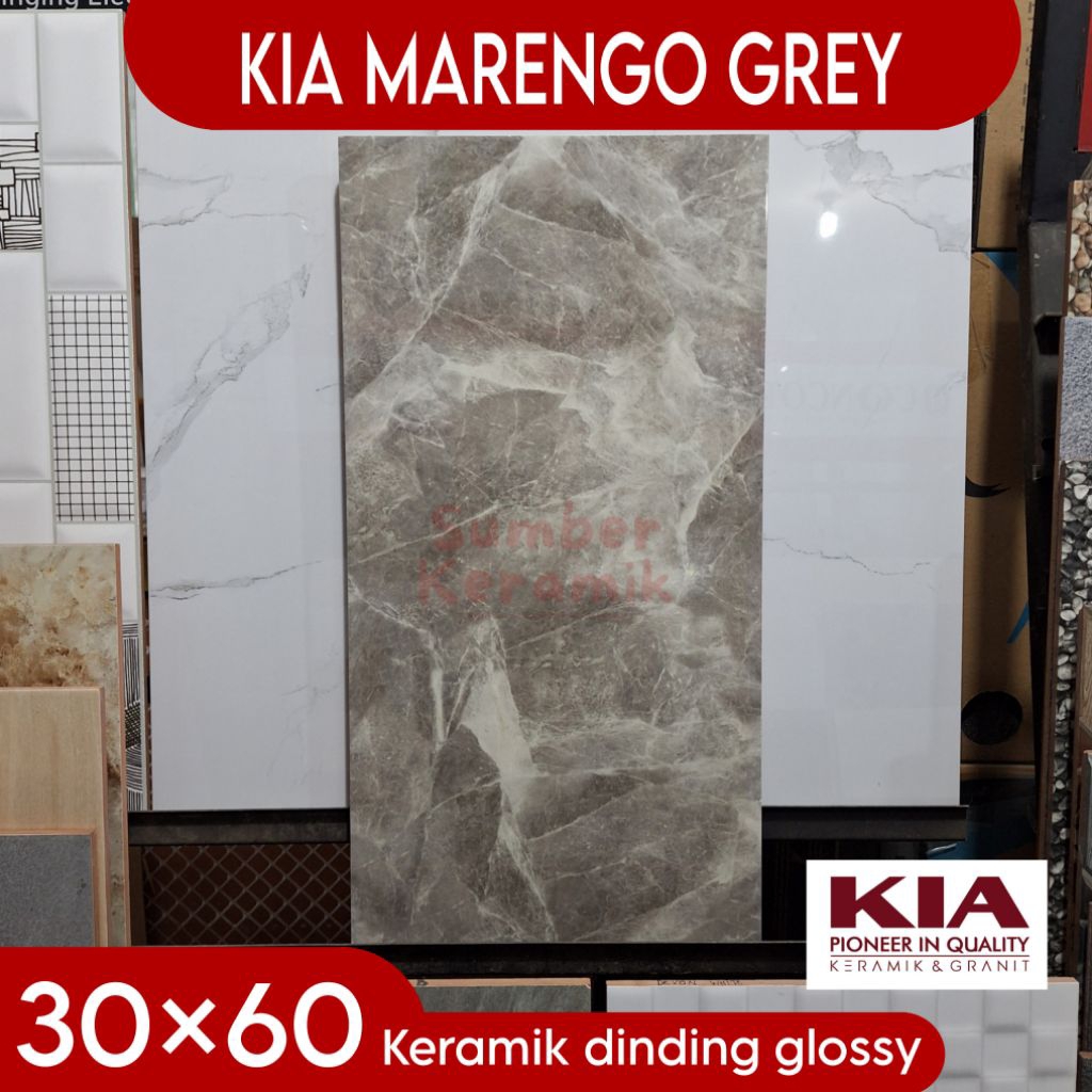 Keramik dinding 30×60 KIA Marengo grey glossy keramik dinding kamar mandi, dapur