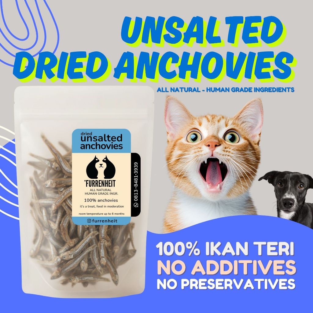 [FURRENHEIT] DRIED UNSALTED ANCHOVIES (20g/50g) IKAN TERI KERING TANPA GARAM Dehydrated Snack Kucing