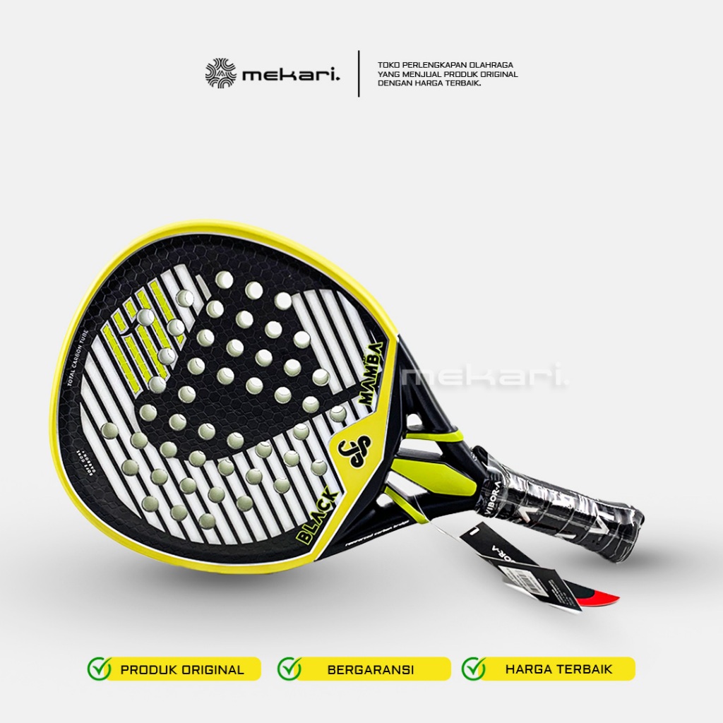 Vibor-A Raket Padel Black Mamba Radical 12K 3.0 2026 Hybrid Carbon 355-370GR Profesional EVA Core 3D