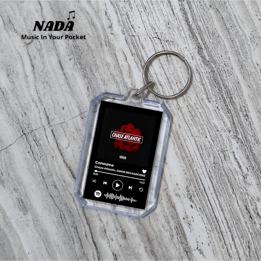 Gantungan Kunci Spotify Consume Chase Atlantic | Keychain Lagu Barcode Bisa Scan Premium
