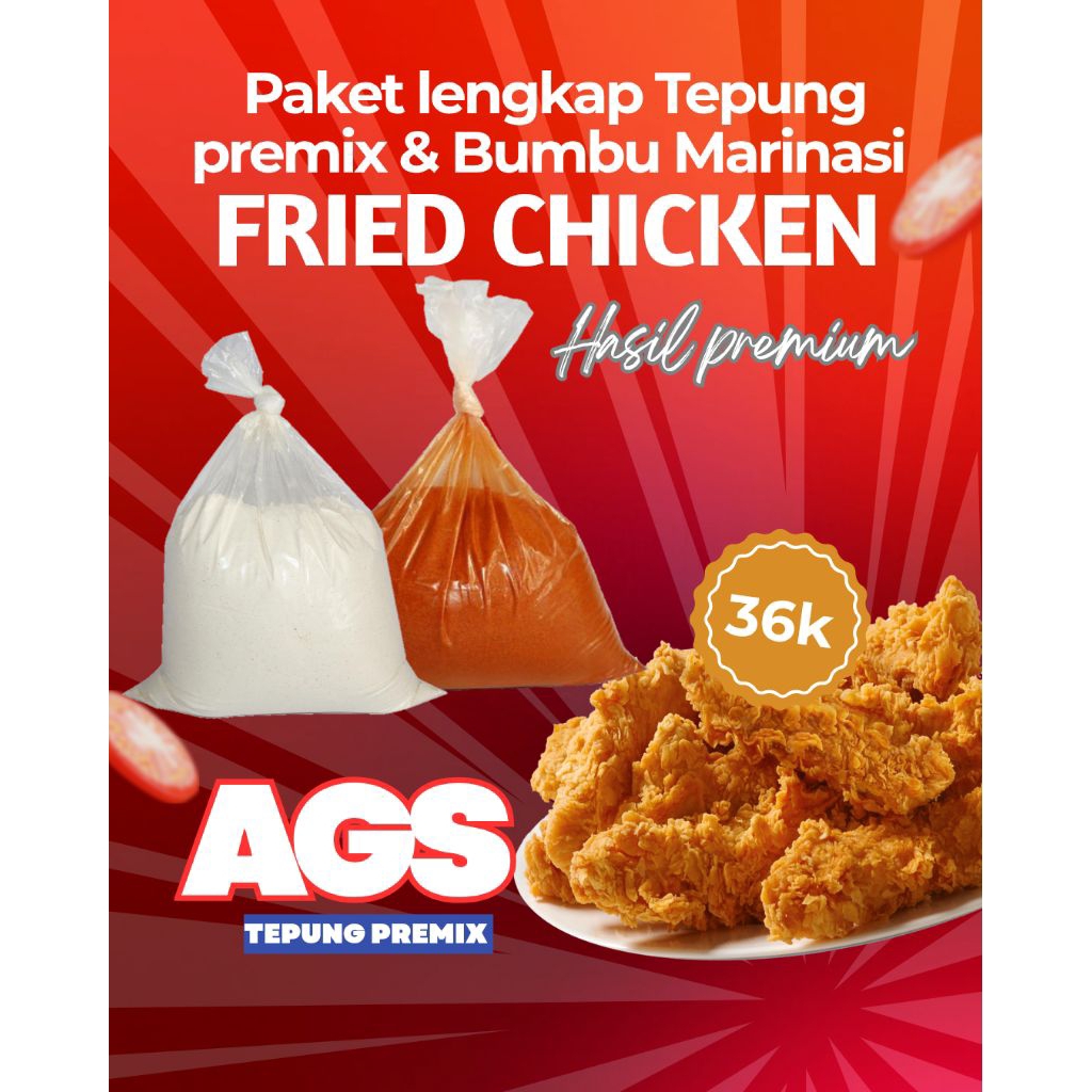 Paket lengkap Tepung premix dan bumbu marinasi fried chicken