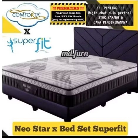 Bed Set Superfit + Springbed Comforta Neo Star ( Kasur + Divan Superfit + Sandaran Superfit ) 90 / 1