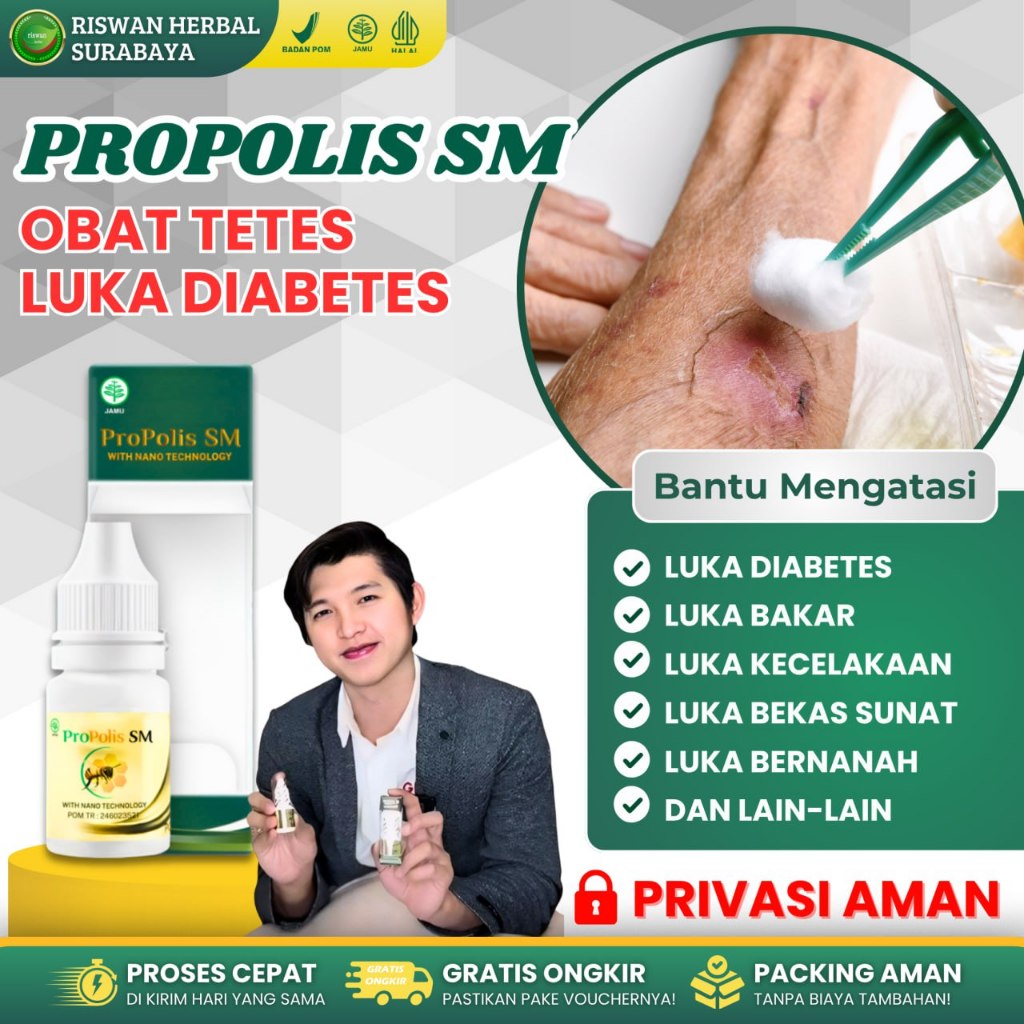 Obat Luka Bakar Melepuh / Luka Diabetes Basah Bernanah Dan Bengkak Propolis SM 100% Original BPOM da