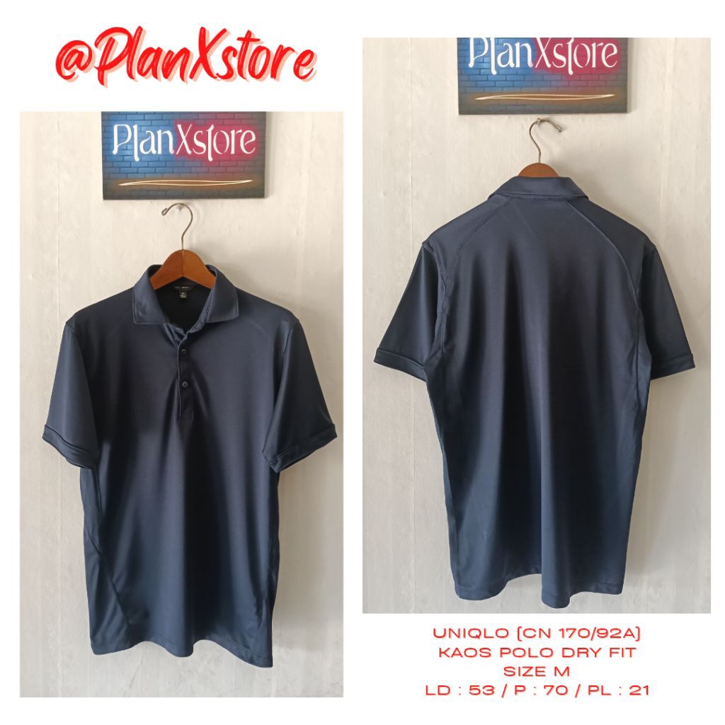 UNIQLO (CN 170/92A) KAOS POLO DRY FIT SIZE M WARNA NAVY PRELOVED TERJANGKAU