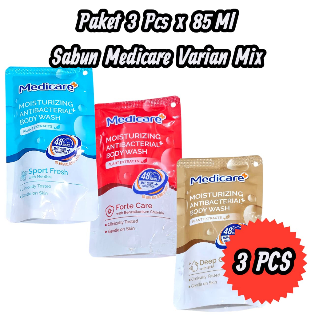 3 Pcs Sabun Mandi Cair Medicare 85 ML