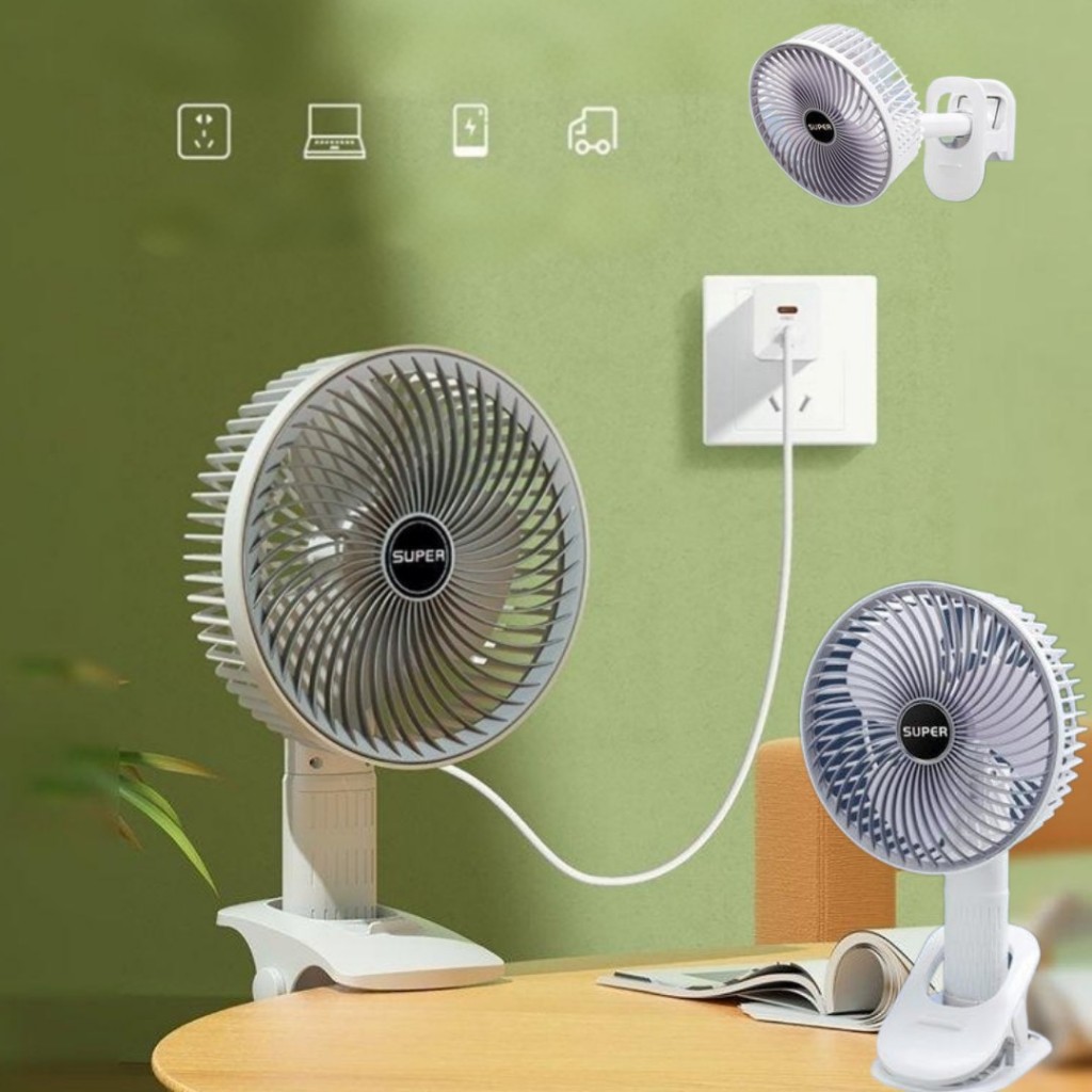 Kipas Angin Multifungsi Jepit | Kipas USB Kabel Fungsi Meja Duduk+Dinding Tembok+Jepit