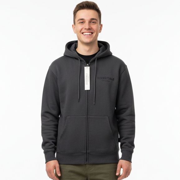 Essentials Hoodie - Jaket Hoodie Zipper Essentials Fear Of God Abu Fulltag & Label