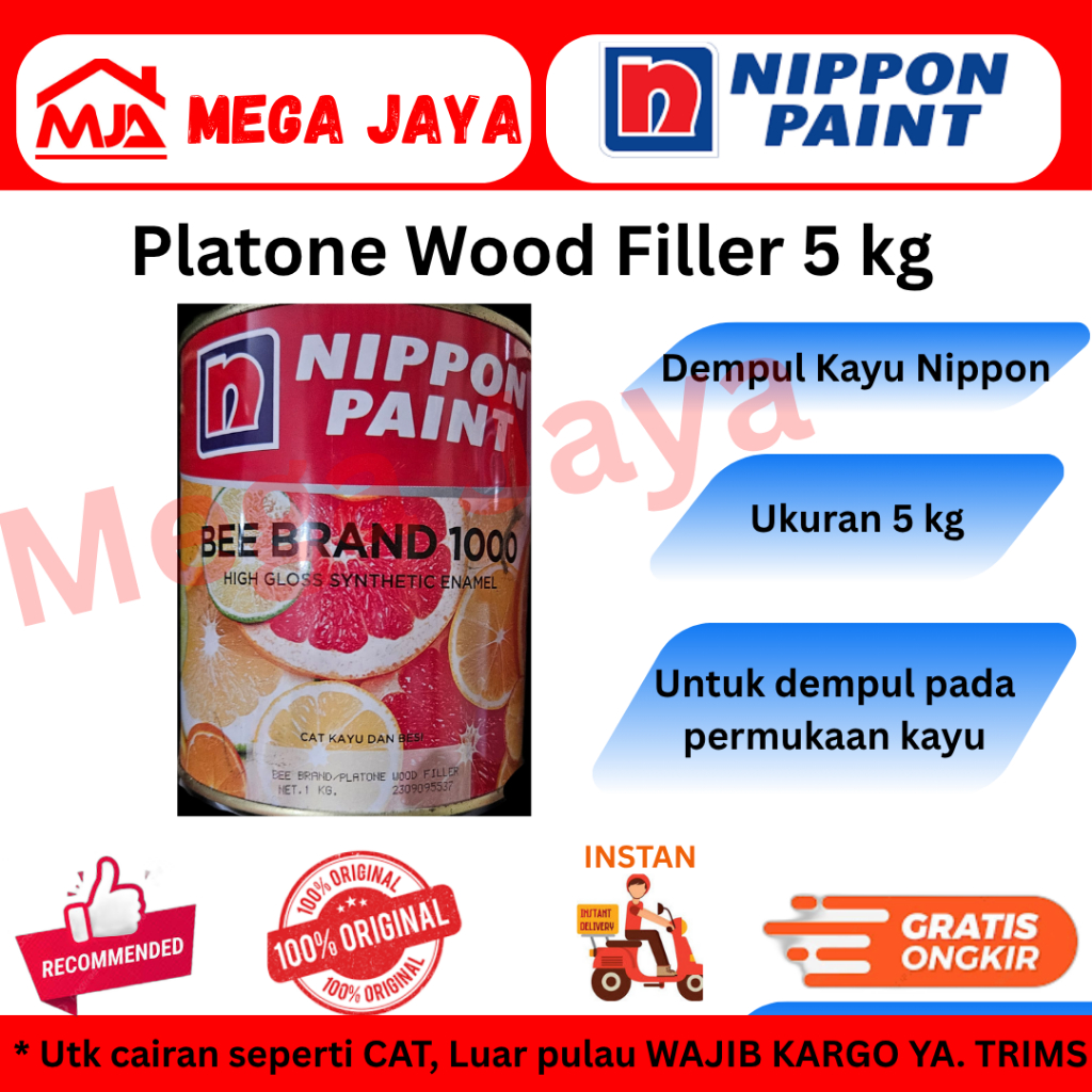 Platone Wood Filler Nippon Paint 5kg Dempul Kayu Nippon Paint 5kg