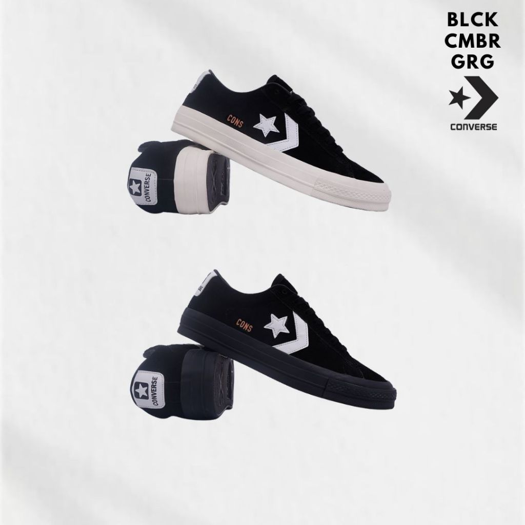 (BCG) Sepatu Converse One Star Player Basic Full Black Hitam Putih Suede Pria Wanita