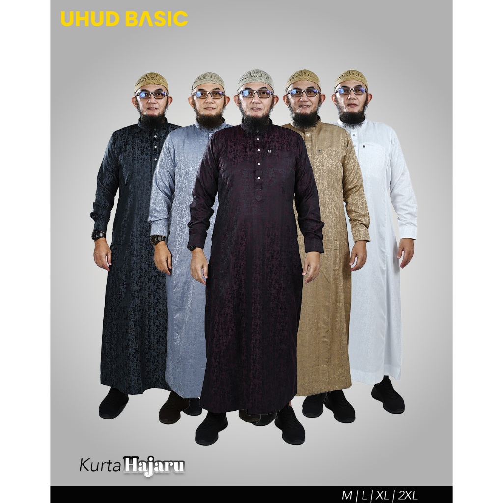 Uhud Basic - Jubah Jubba Gamis Pria Premium Hajaru Kancing Snap