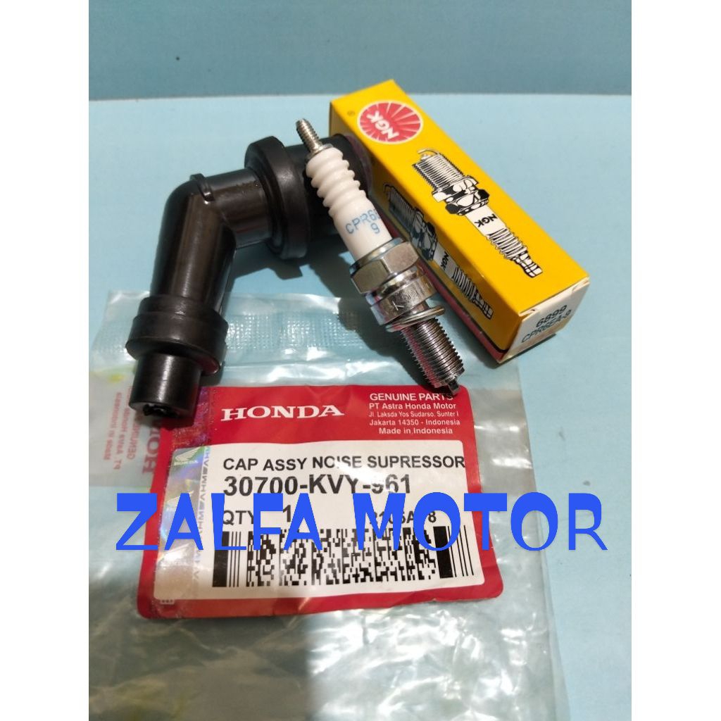 TUTUP BUSI BEAT + BUSI NGK CPR 6 BEAT KARBU VARIO KARBU SCOOPY KARBU SPECY KARBU