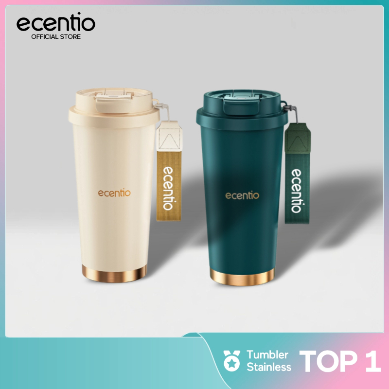 ecentio tumbler kopi 530ml premium tahan dingin 24 jam botol stainless 316 portable tumblr botol min