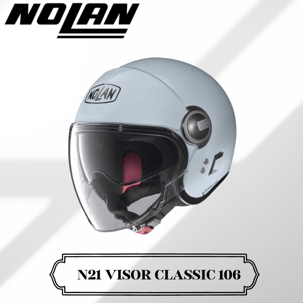 Helm Nolan N21 Classic Zephyr White Original - Half Face Retro Vespa Double Visor SNI ECE