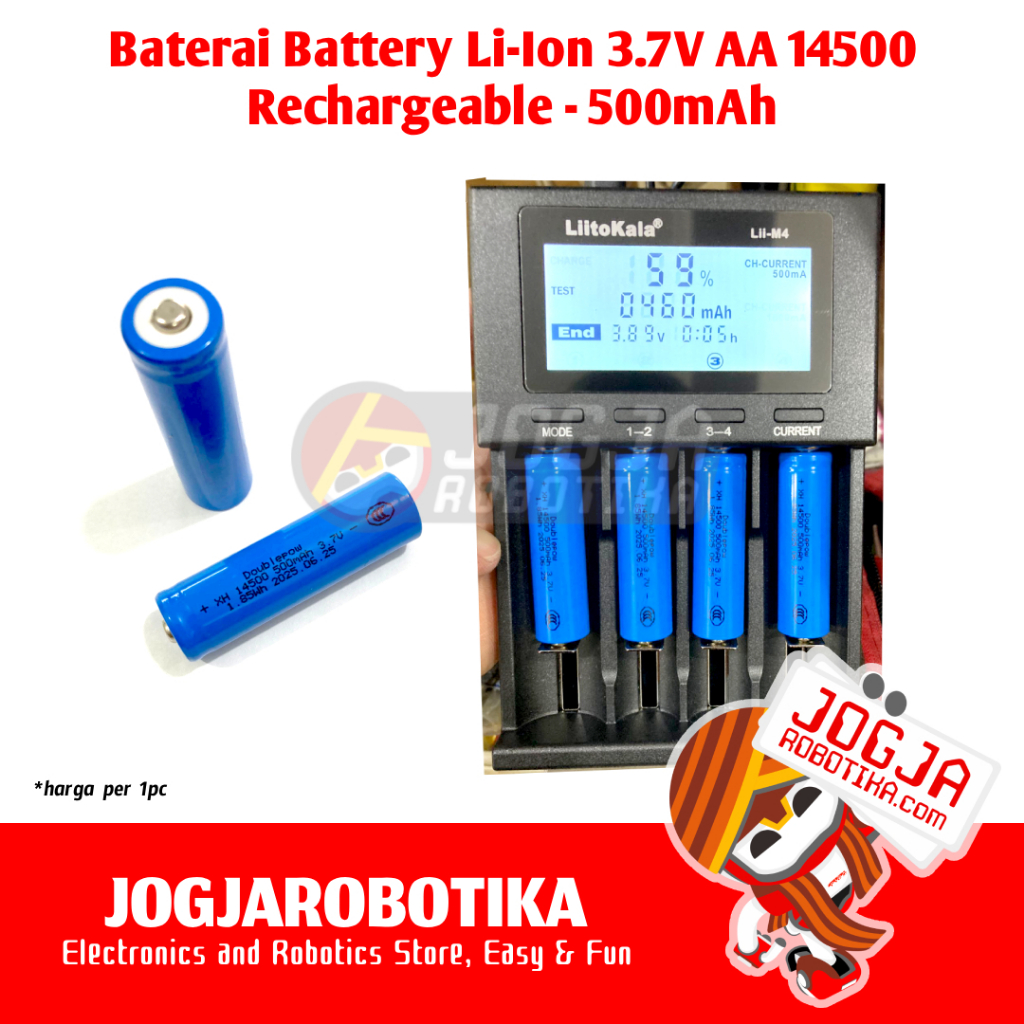 Baterai Battery Li-Ion 3.7V 14500 size AA A2 Lithium Ion