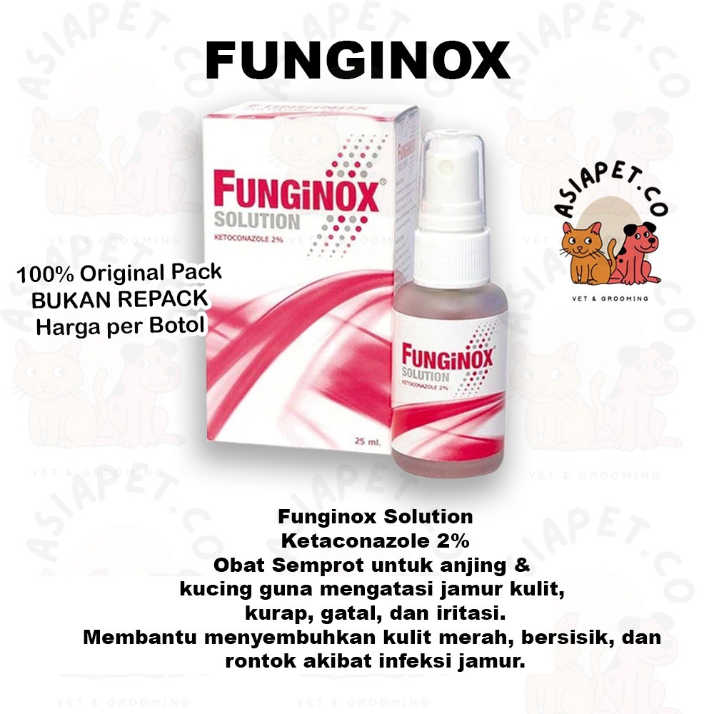 FUNGINOX SOLUTION OBAT SEMPROT KETACONAZOLE 2% obat jamur kulit, gatal,iritasi untuk anjing dan kuci