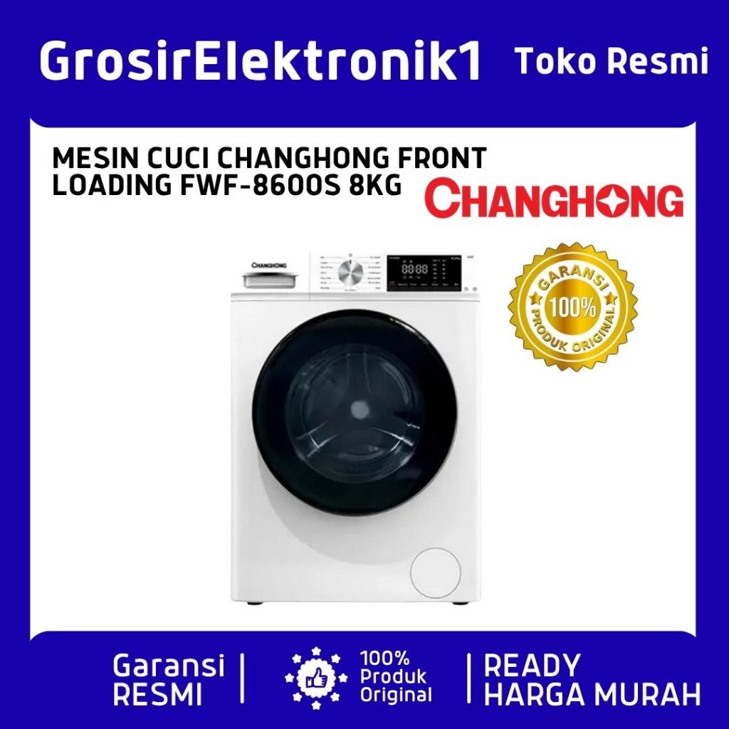 Changhong Mesin Cuci Smart Front Loading Kapasitas 8 kg Model FWF8600S - Bukaan Depan FWF 8600S