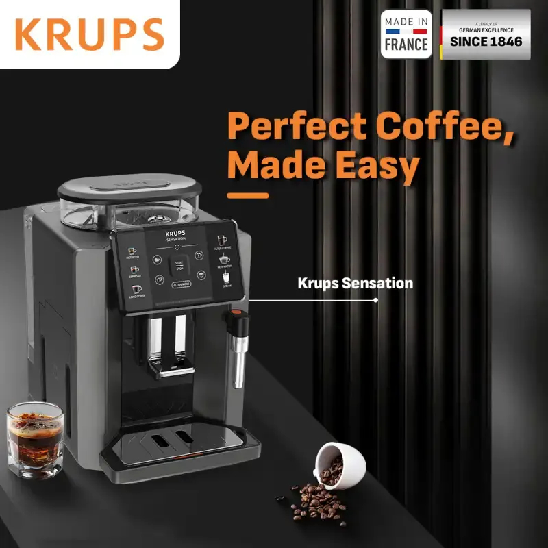 Krups Sensation Full Auto Coffee Machine Mesin Kopi Espresso Otomatis 5 Pengaturan Gilingan Full Aut