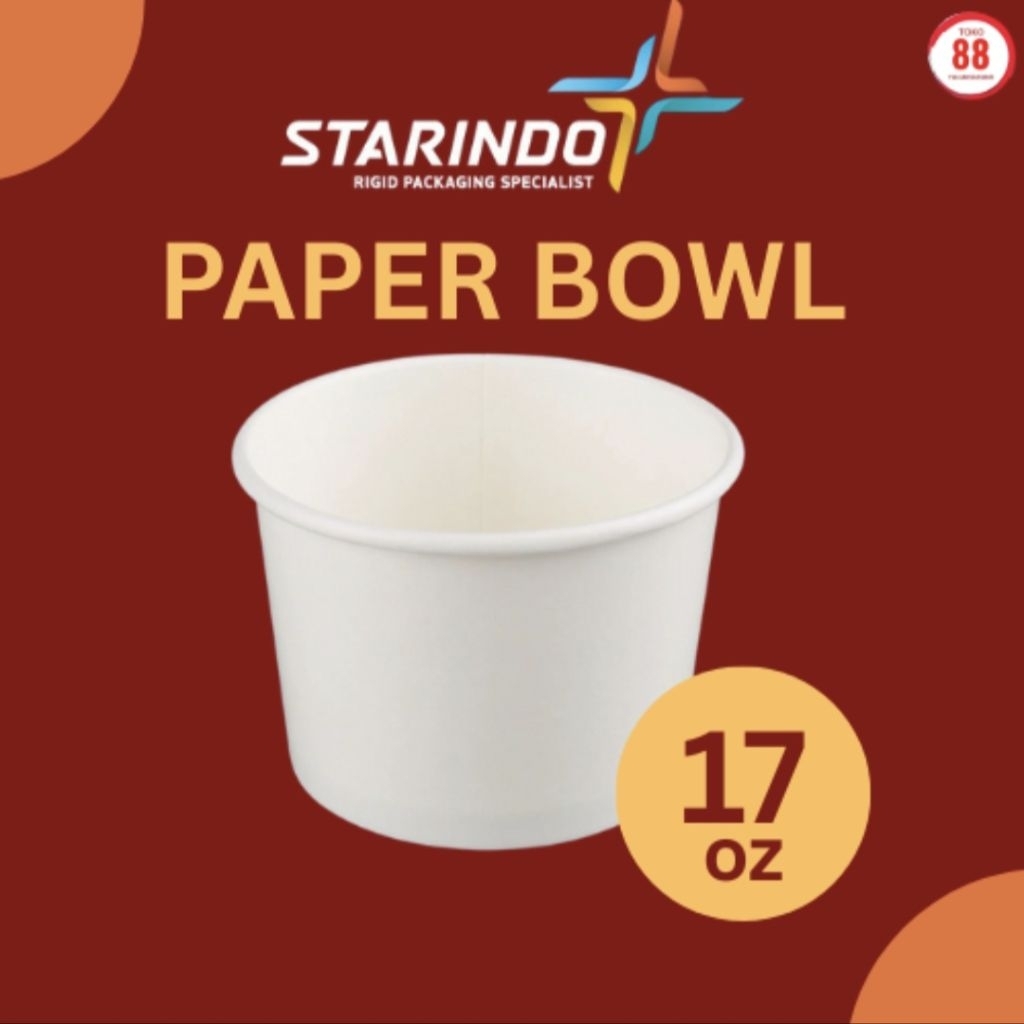 Paper Bowl Putih/ Paper bowl 500ml/ starindo 17oz/ starindo paper bowl/ paper bowl 17 0z/ paper bowl