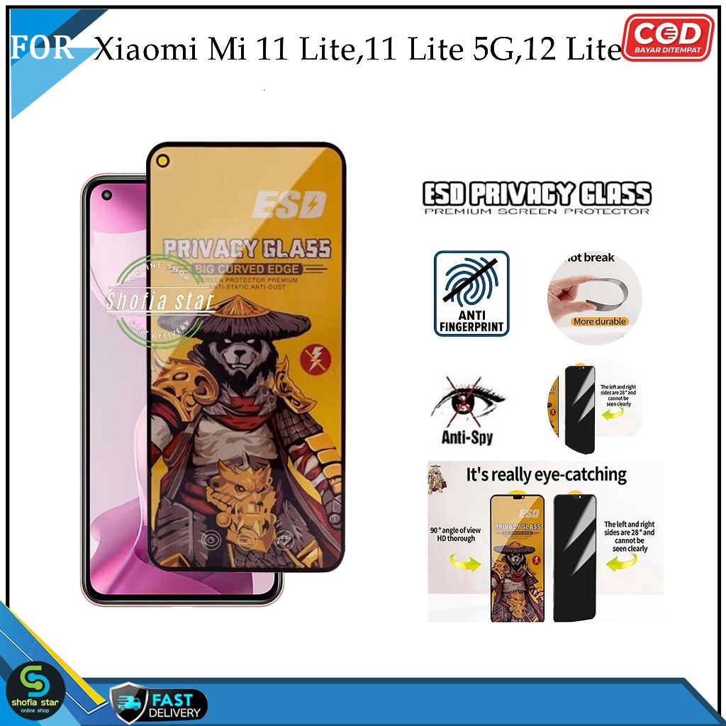 Tempered Glass Full Esd Spy Premium Xiaomi Mi 11 Lite 11 Lite 5G 12 Lite