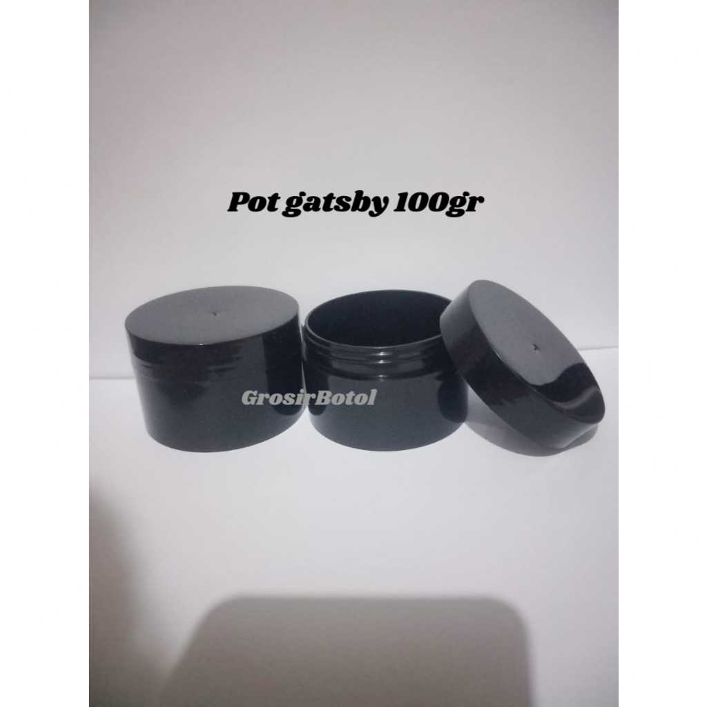 Pot Gatsby 100gr tutup hitam body hitam / Pot Pomade 100 gr / Pot Cream 100 gr / Kemasan Pot Cream /