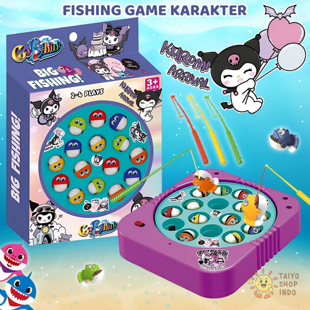 [ BISA COD ] MAINAN PANCING IKAN ELEKTRIK (Bebe Shark Mancing Mania Kuromi Fish It Memancing Edukasi