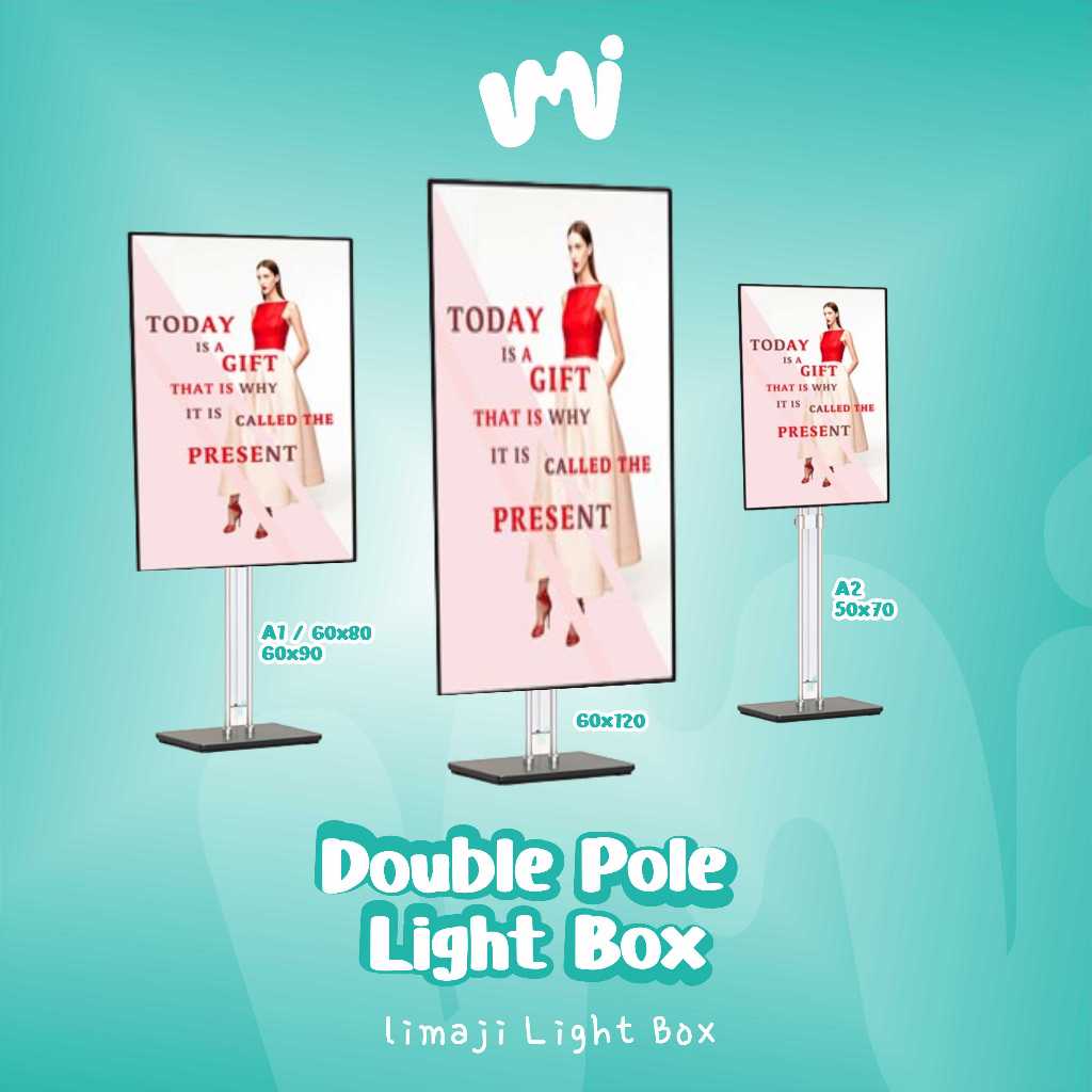 Double pole Light Box Slim Light Box KACA/Slim Light Box/Slim Glass Light Box/Wall Light Box/LED Caf