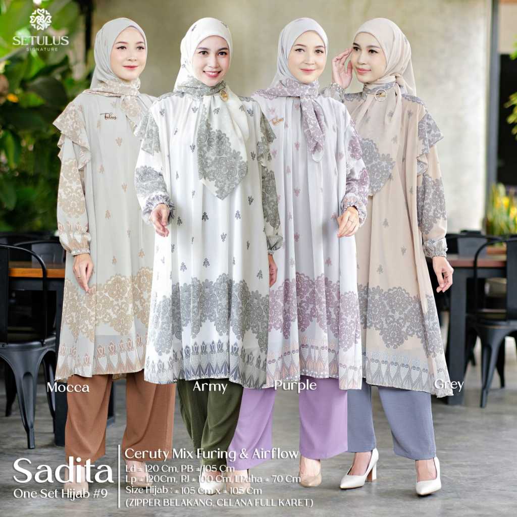 Setulus Signature - Sadita One Set LD 120 Ceruty Furing Mix Airflow Setelan Tunik Setelan Jumbo Sete