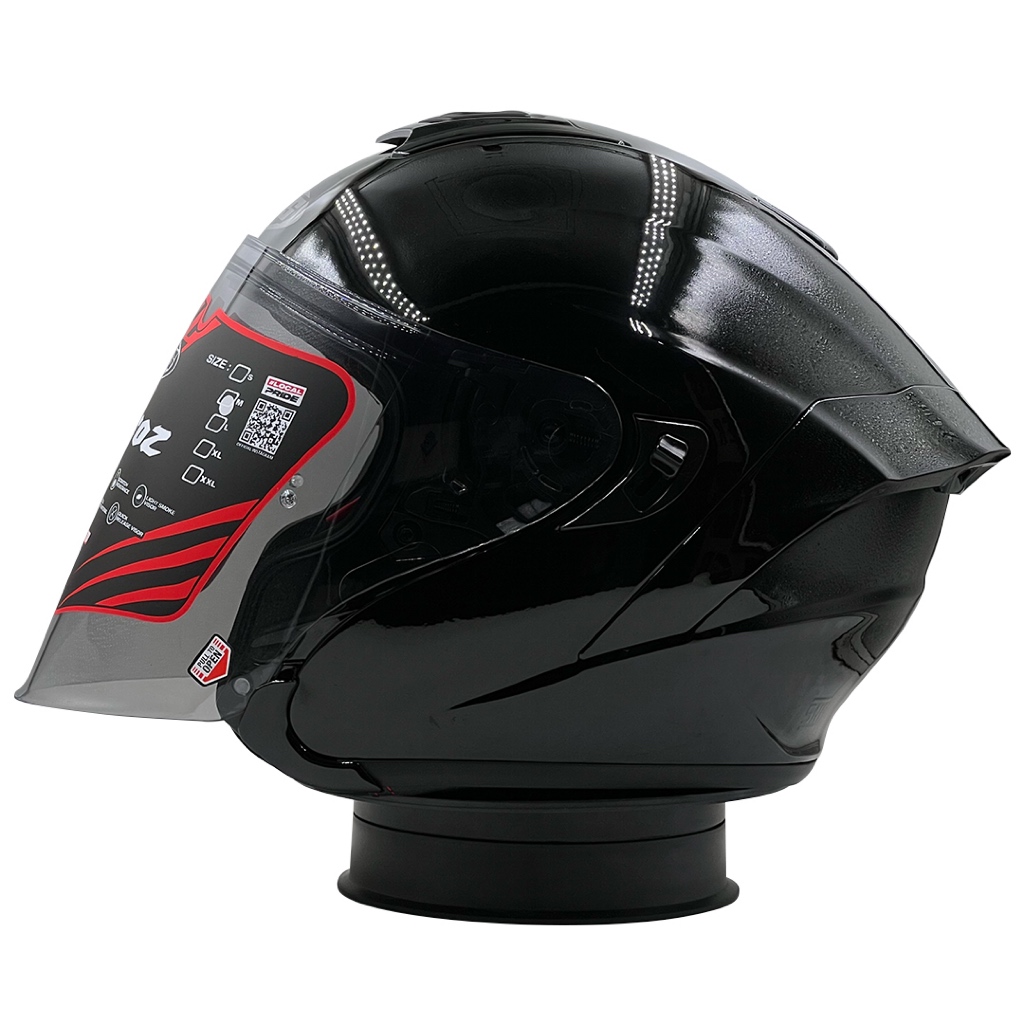 Helm Half Face Double Visor NJS Kairoz DV Solid Black