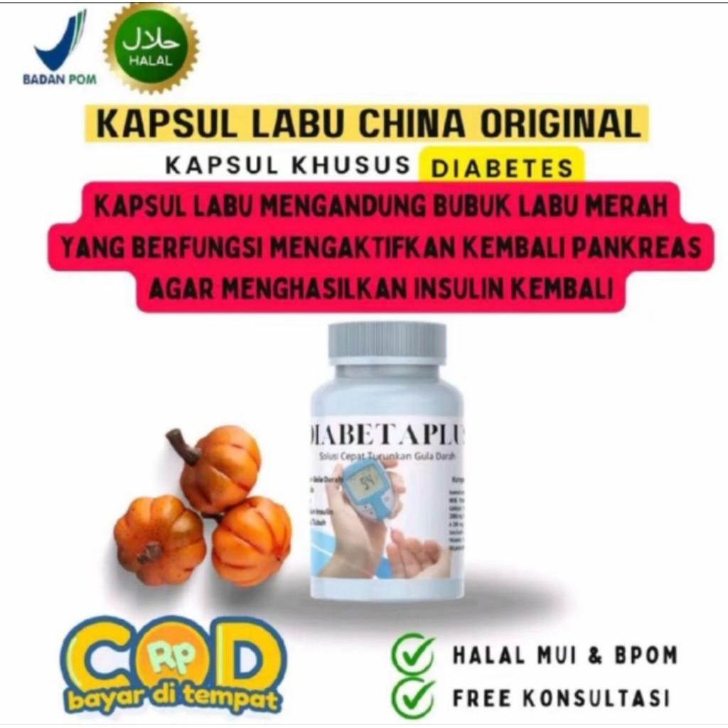 Diabetaplus - Kapsul Labu Cina Untuk Diabetes Susu labu cina original halal bpom