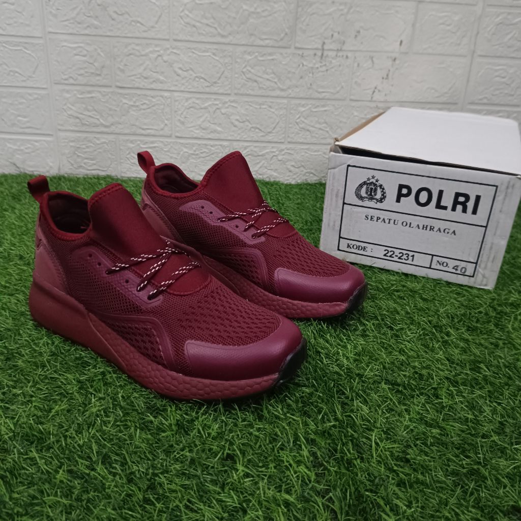 Sepatu Olahraga Jatah POLRI Full Merah / Sepatu Olahraga Jatah Polri