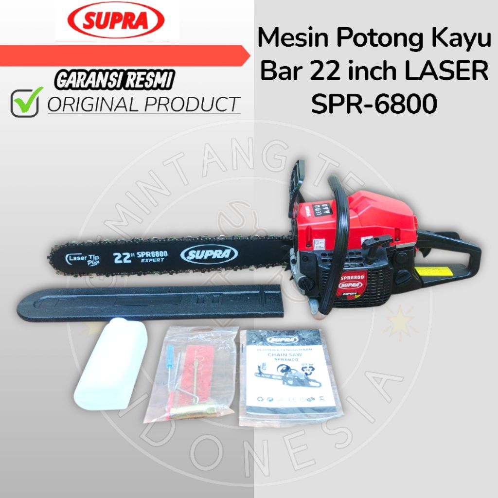 Mesin Senso 22 inch Bar Baja Merk SUPRA SPR6800 / Mesin Chainsaw 22 inch Bar Baja Terbaik / Mesin Ge