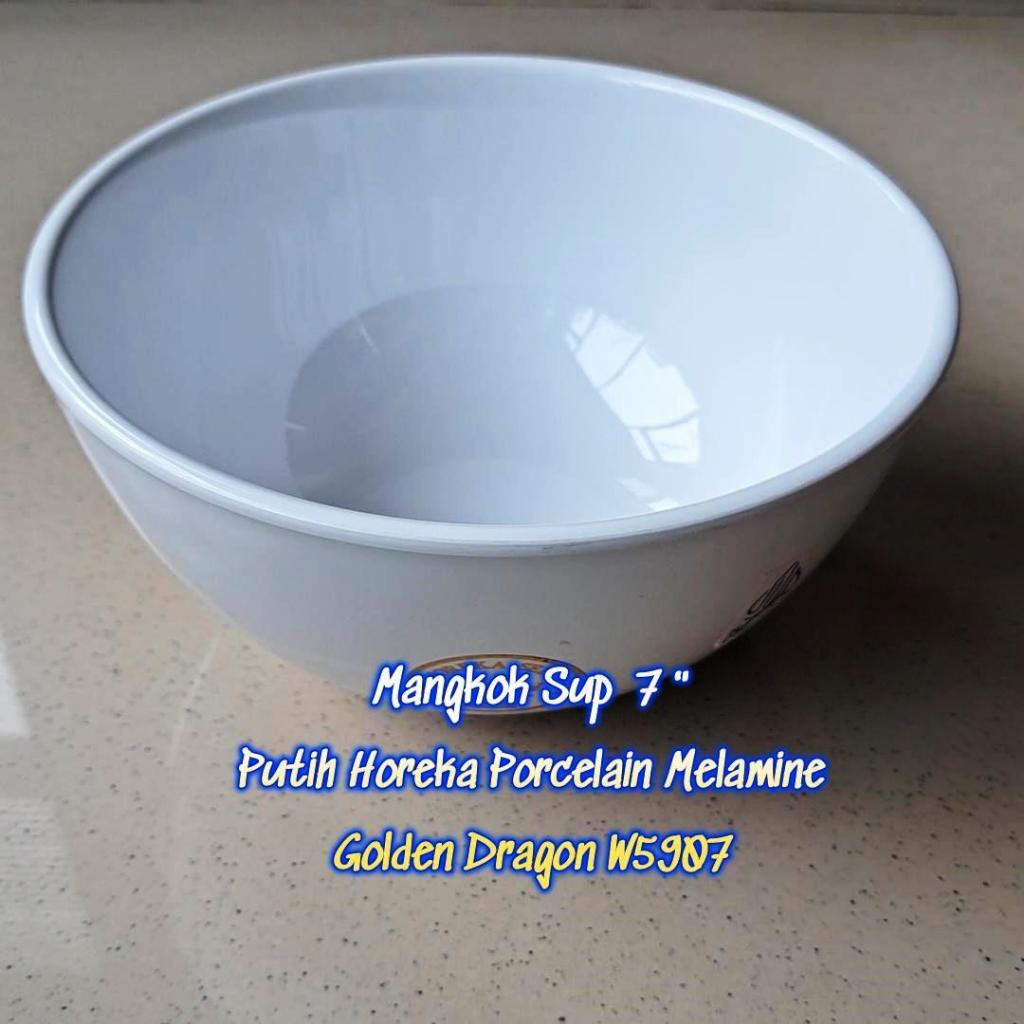 Mangkok Sup 7" Putih Horeka Porcelain Melamine - Golden Dragon W5907