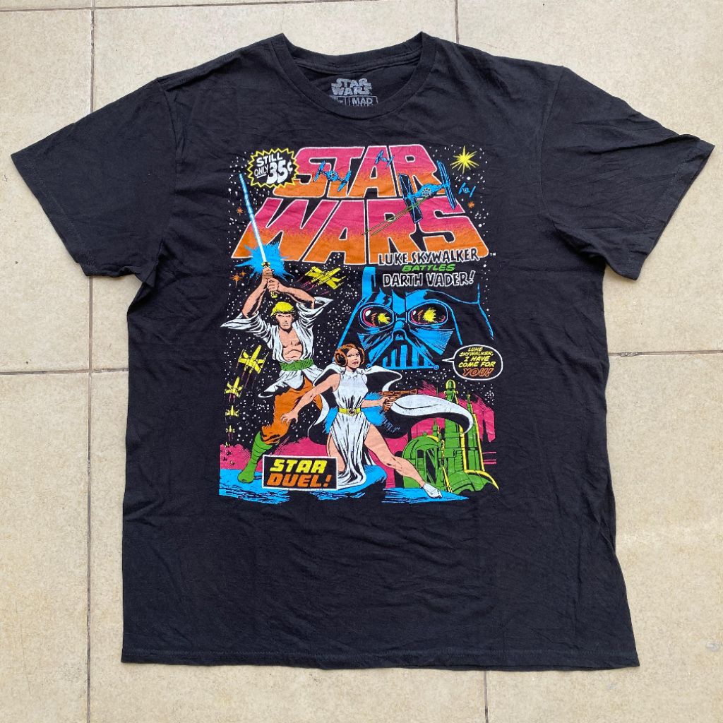 Kaos Vintage Starwars Luke Skywalker Darth Vader original second Bekas murah, jual kaos star wars or