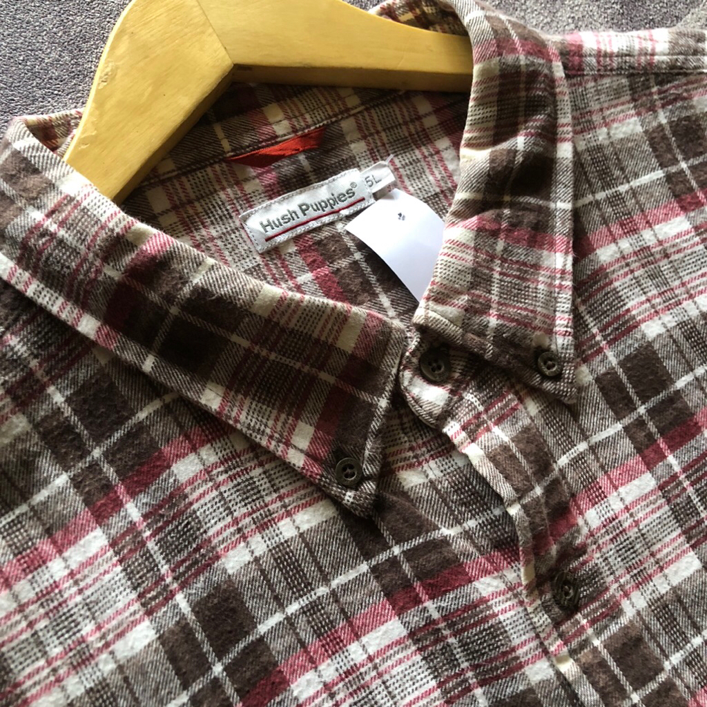 Outer Flannel Hush Puppies Second Big Size JUMBO Size fit XXL,Flanel jumbo second flanel coklat mera