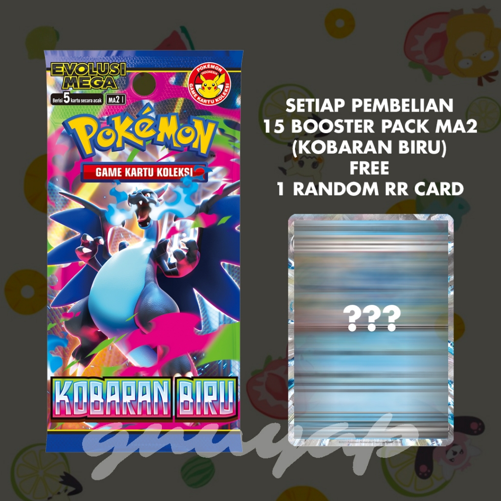 kobaran biru MA2 inferno x M2 mega booster pack pokemon tcg indonesia card kartu langka original box