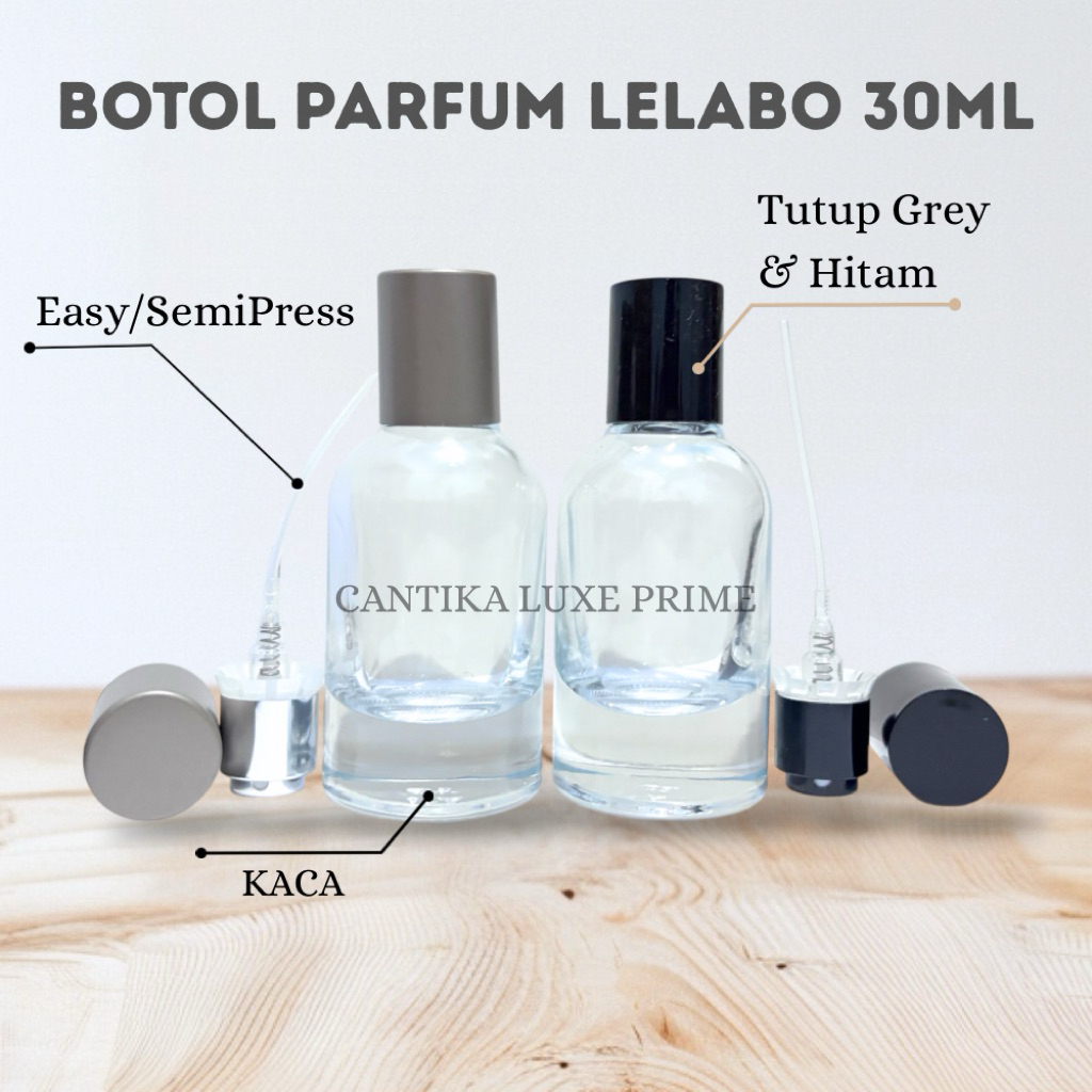 Botol Parfum Lelabo 30ML Easy Semi Press Tutup Hitam & Silver BOTOL PARFUM KACA KOSONG LE LABO 30ML