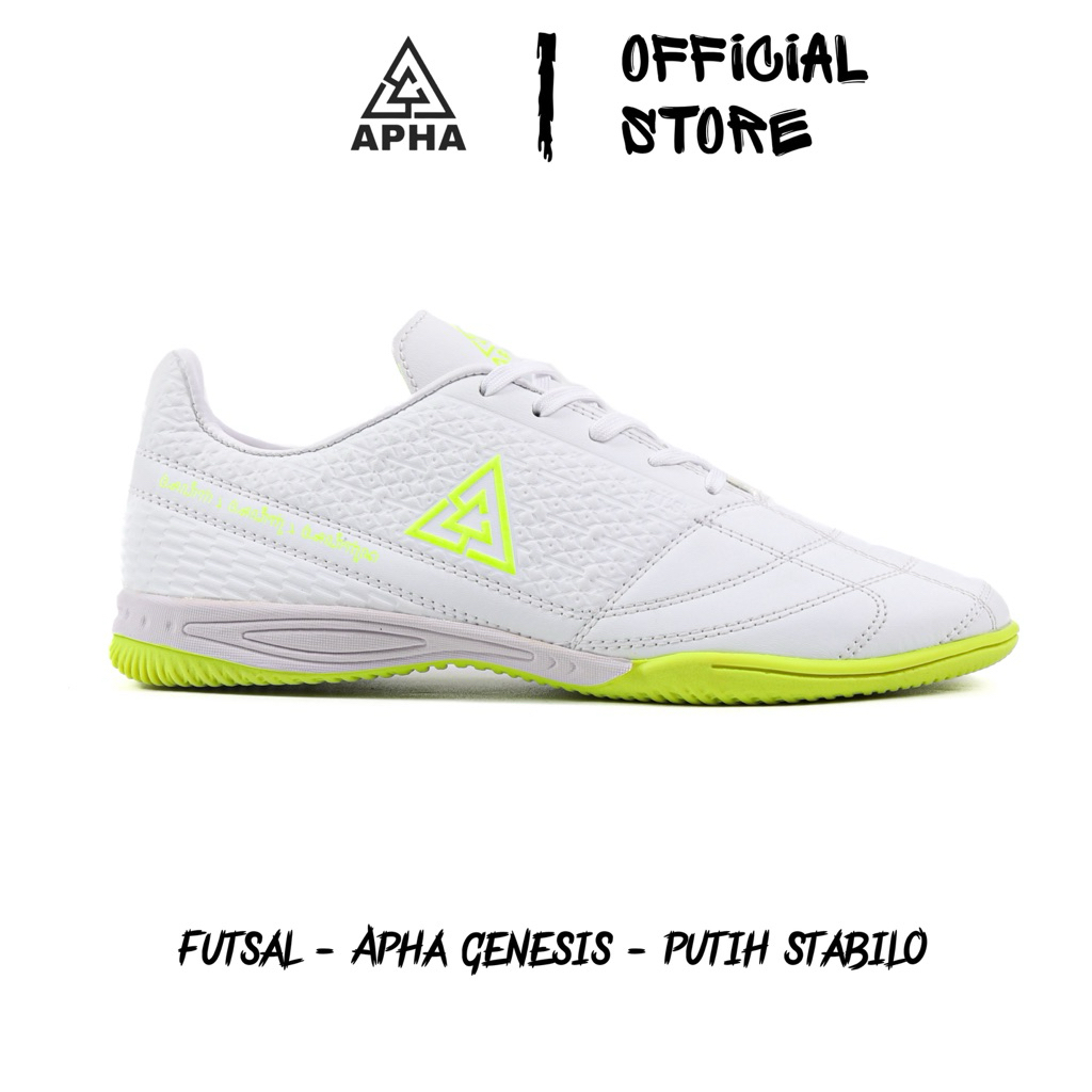 APHA - Sepatu Futsal Apha Genesis Putih Stabilo