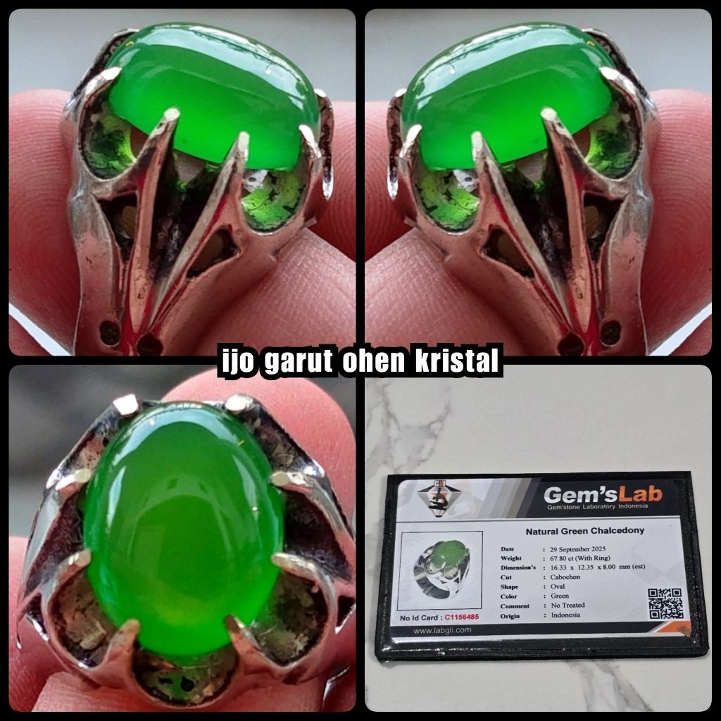 natural ijo garut ohen kristal kelas kontes giwang