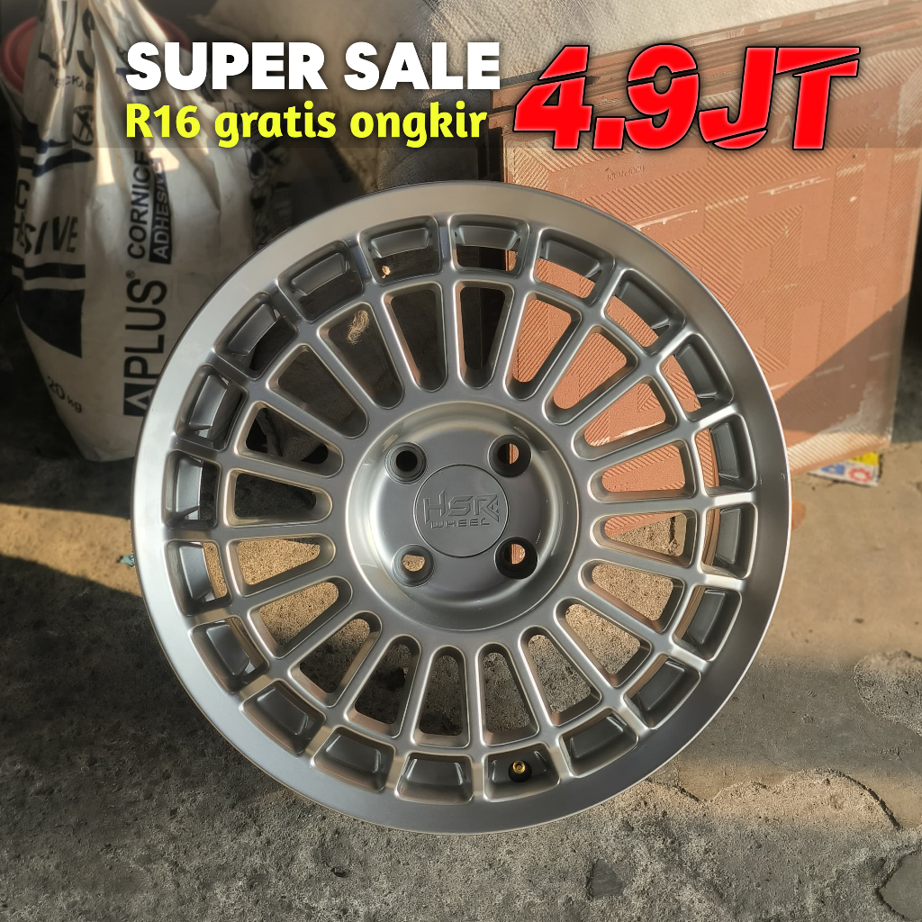 HSR Futbuls R16 Velg 4Pcs Rally Look Double PCD Glossy Silver Ring 16 HSR ORIGINAL
