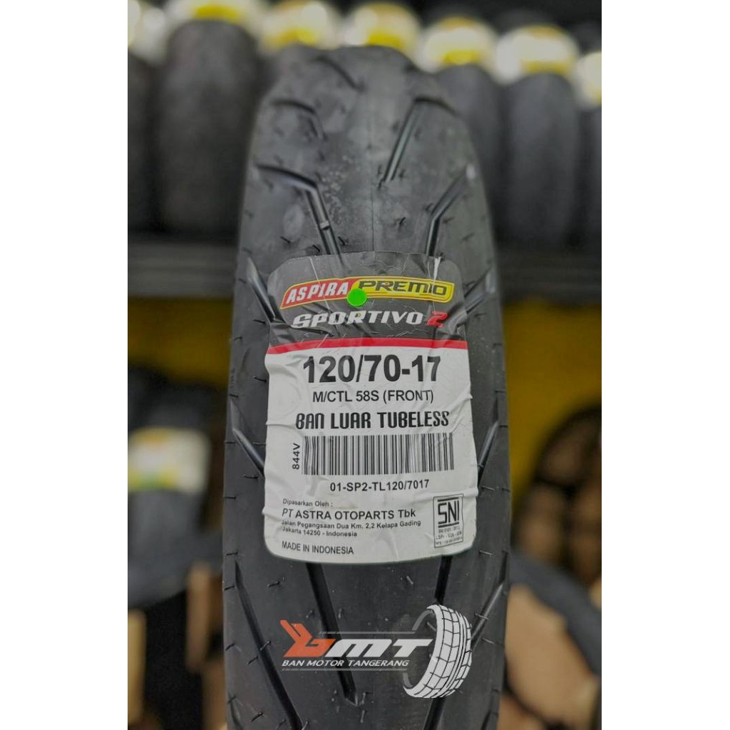 BAN ASPIRA PREMIO SPORTIVO 2 UK 120/70-17 RING 17 TUBELEES