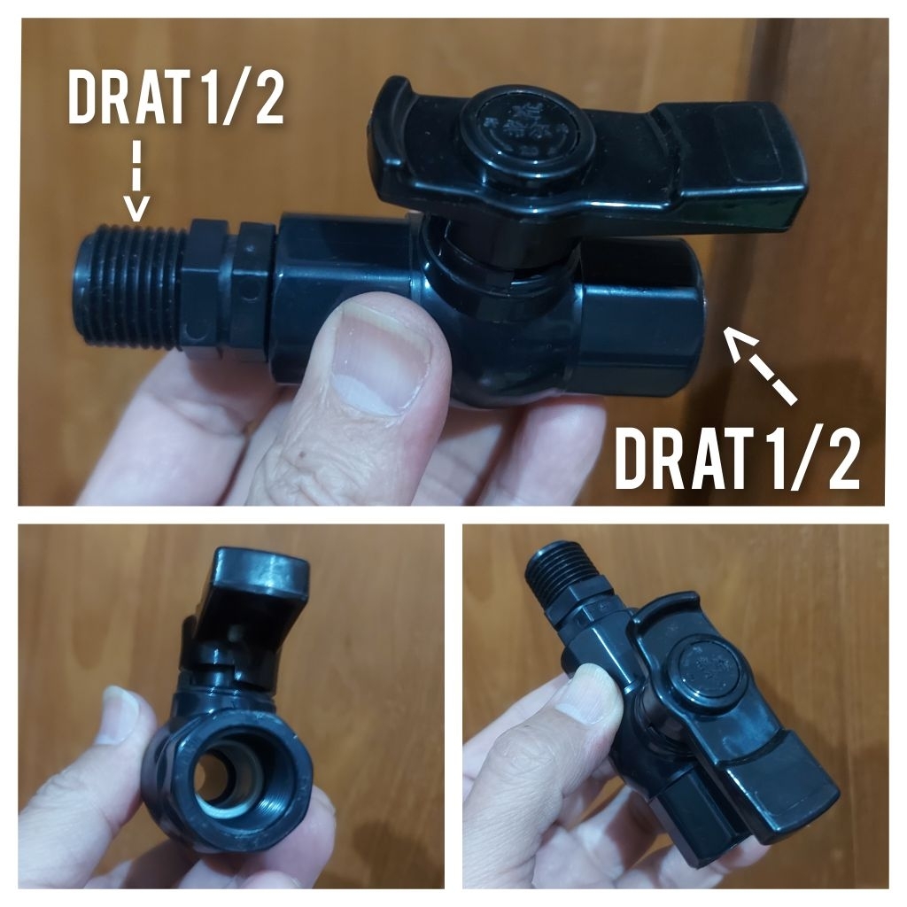 Stop Kran Ball Valve Drat Luar Dalam 1/2 inchi