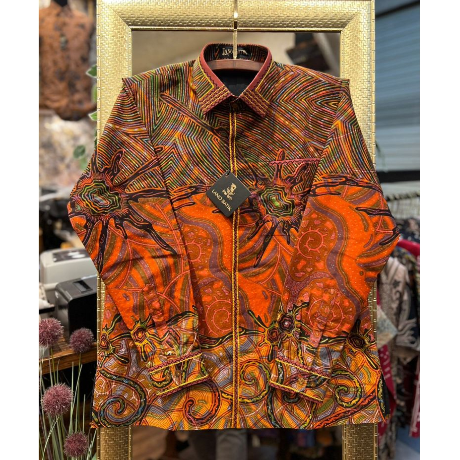 Lano Batik Semi Jas - Kemeja Batik Smock Semi Jas - Mural - Batik Katun - Baju Batik Pria - Kemeja B