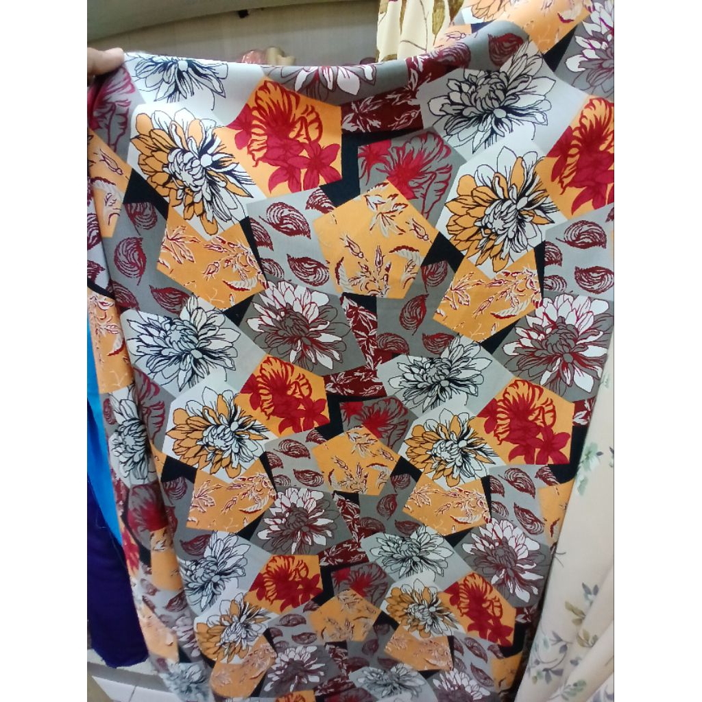 Kain/Bahan wolpis motif meteran//Bahan wolpeach kwalitas premium//Kain wolfis motif meteran(WK63)