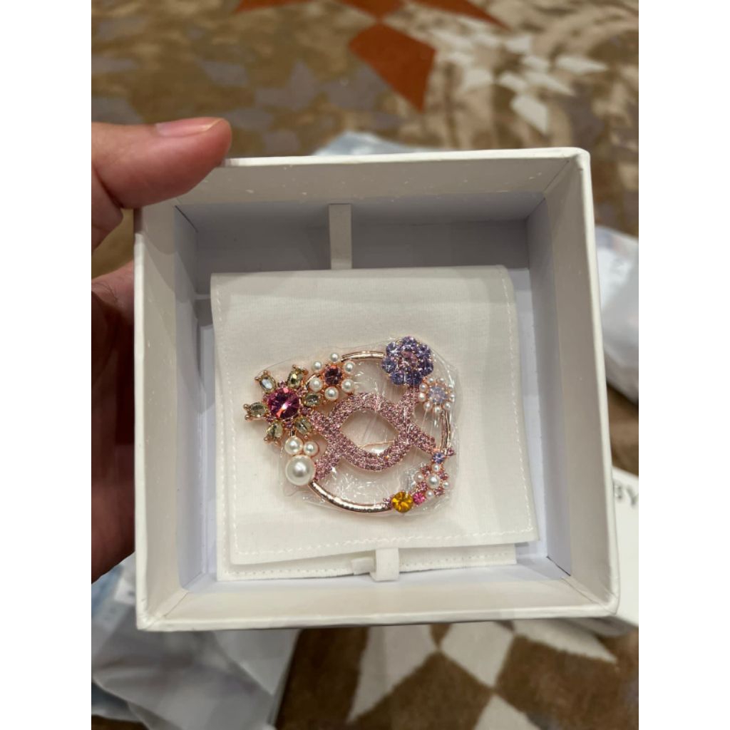 Wearing Klamby WK Brooch Rosegold Silver Mono Monogram Bros Ring Hijab